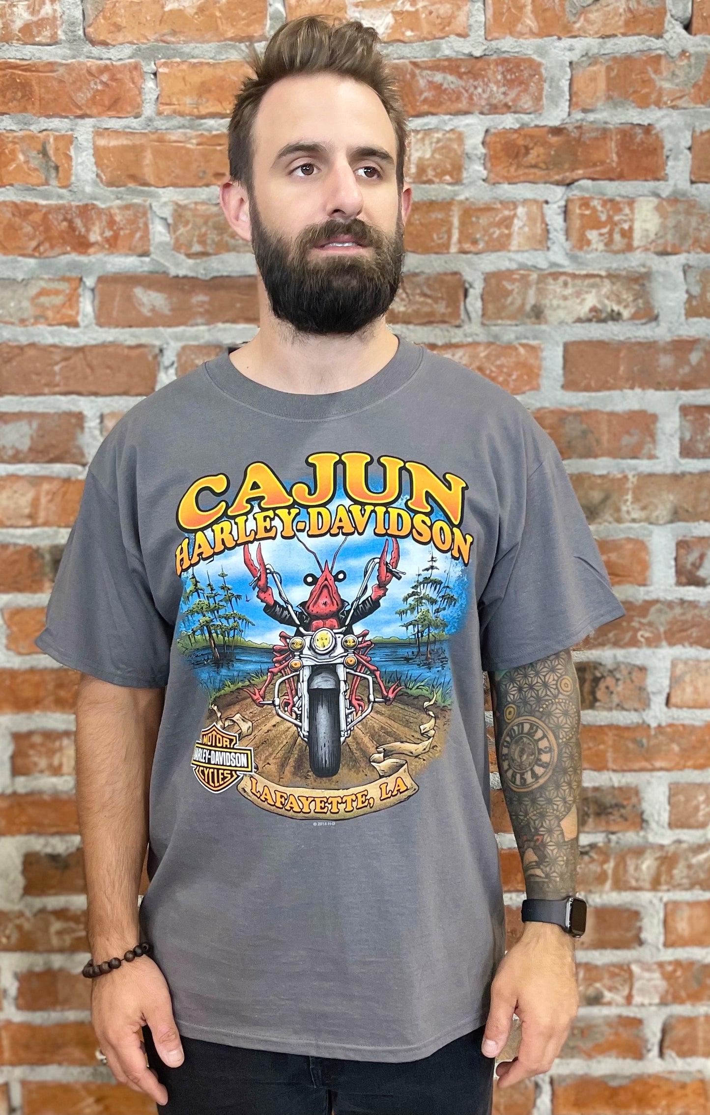 H-D COMING/GOING DRK GRY Cajun Harley Davidson T-Shirt