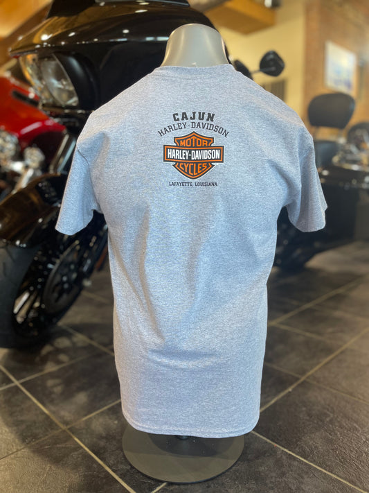 H-D PINUP gray Cajun Harley-Davidson Short Sleeve T-Shirt