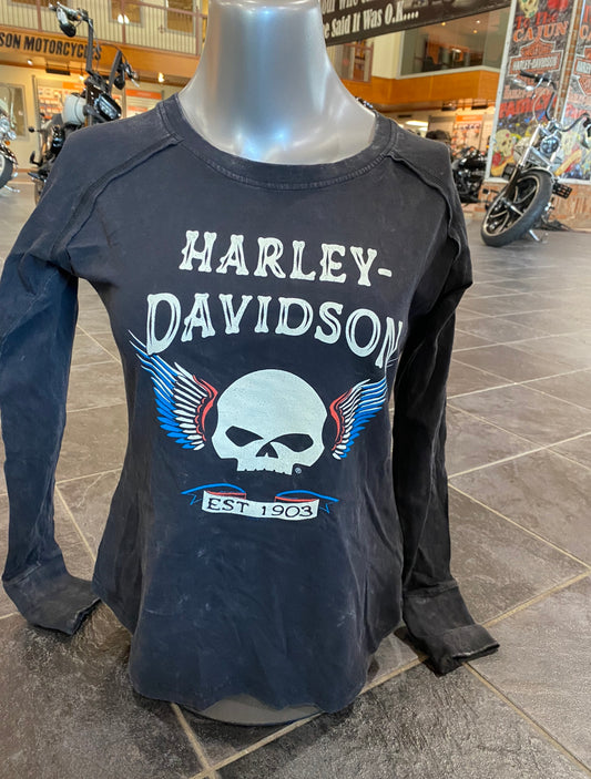 H-D FESTIVE WINGS Cajun Harley - Davidson Long Sleeve Ladies T-Shirt