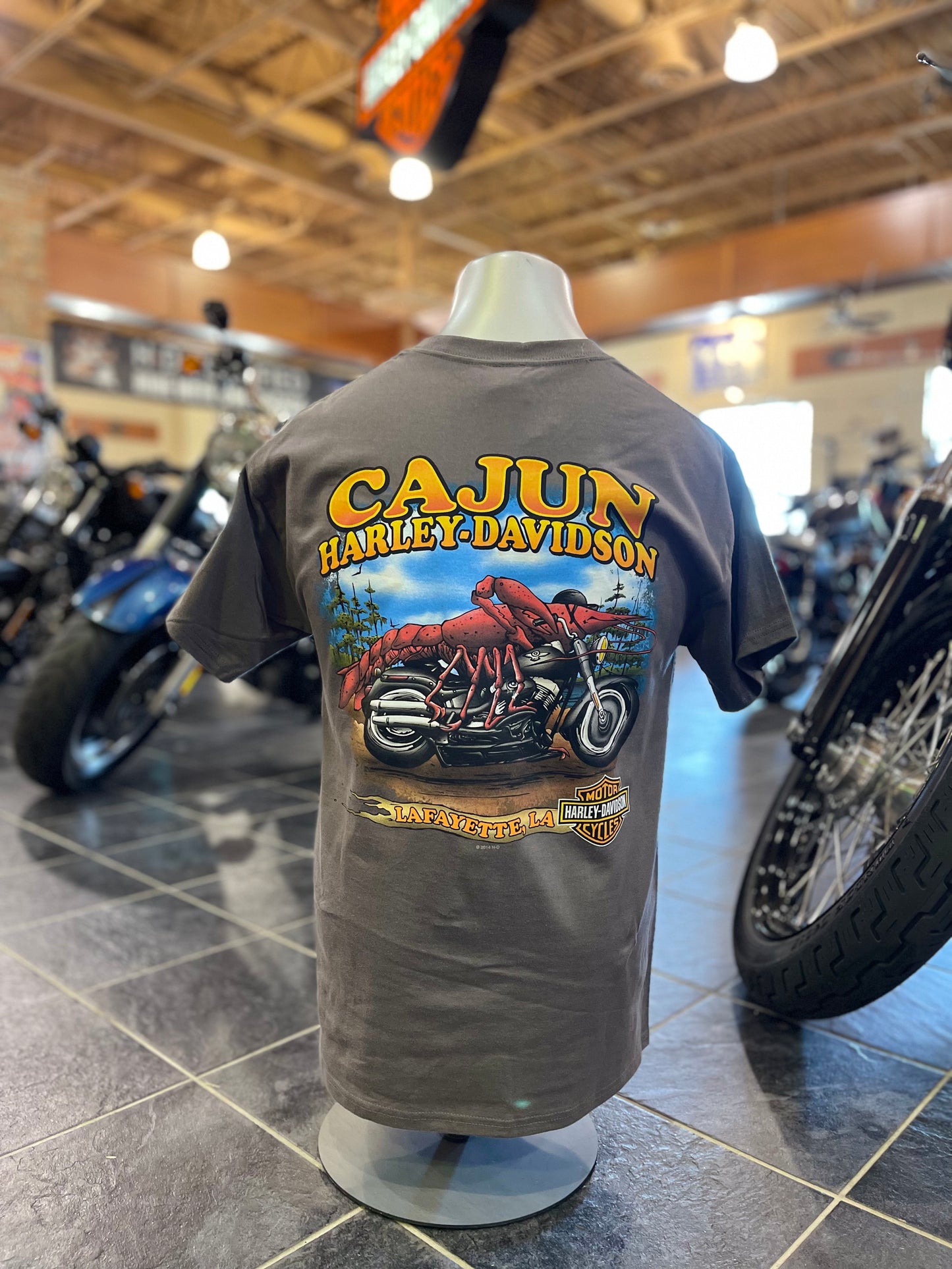 H-D COMING/GOING DRK GRY Cajun Harley Davidson T-Shirt